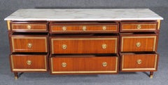 Best Signed Maison Jansen Marble-Top Mahogany Directoire Triple Dresser