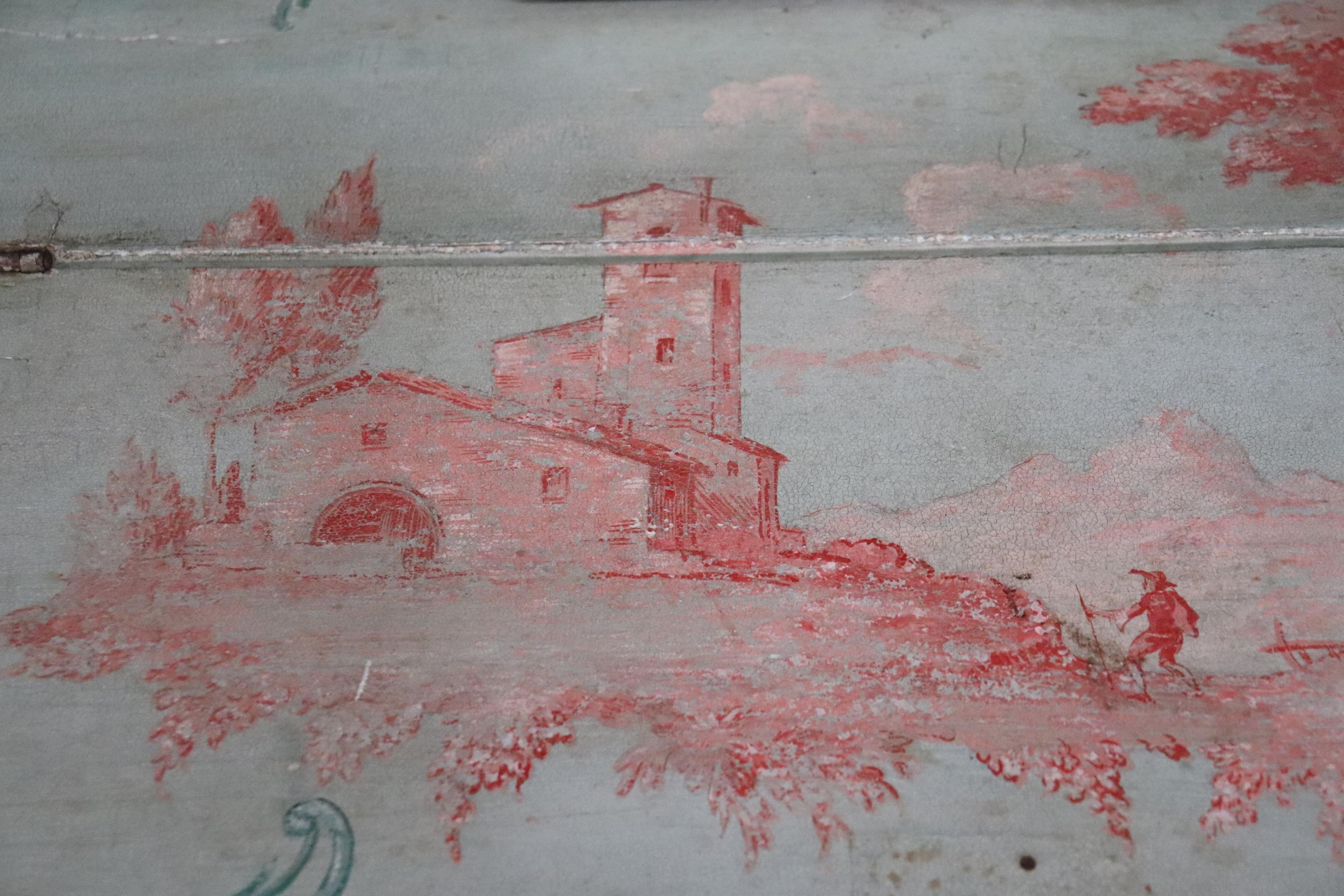 Best Venetian Paint Decorated Antique Rococo Secretary Desk Circa 1890s 5