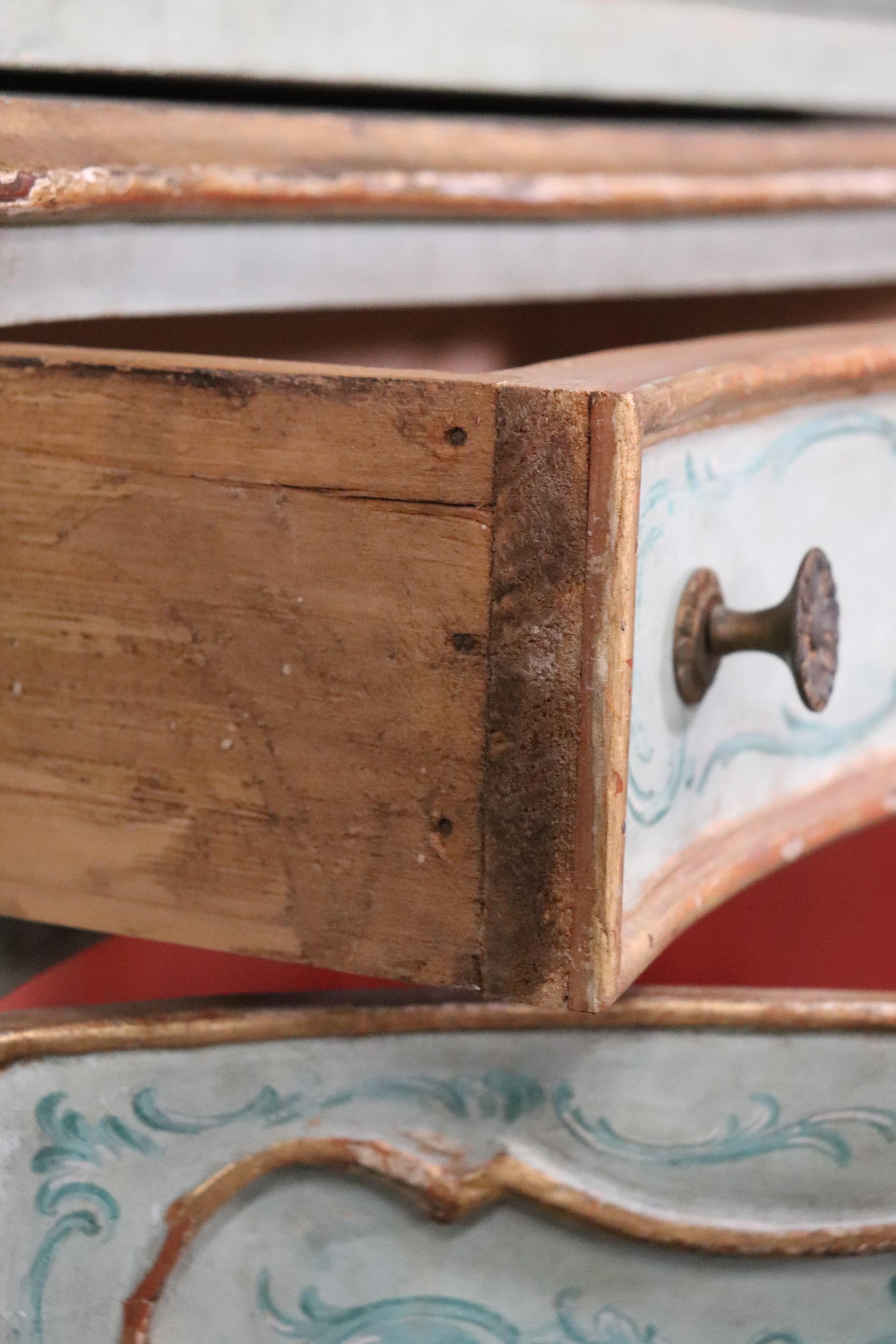 Best Venetian Paint Decorated Antique Rococo Secretary Desk Circa 1890s 7