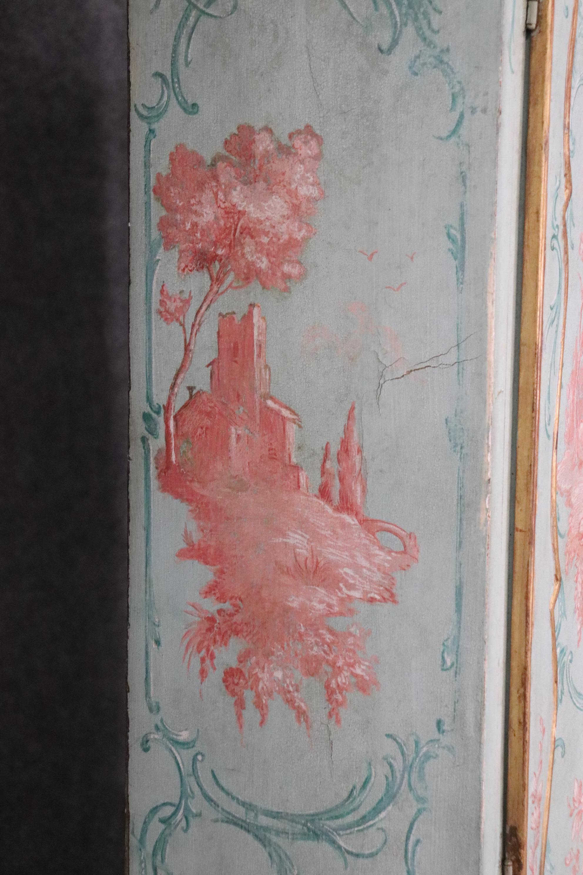 Best Venetian Paint Decorated Antique Rococo Secretary Desk Circa 1890s 11