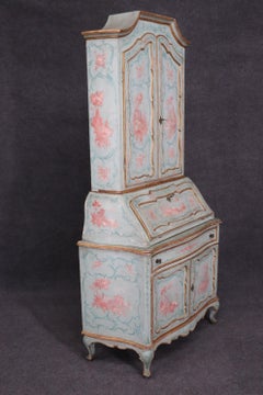 Best Venetian Paint Decorated Antique Rococo Secretary Desk Circa 1890s