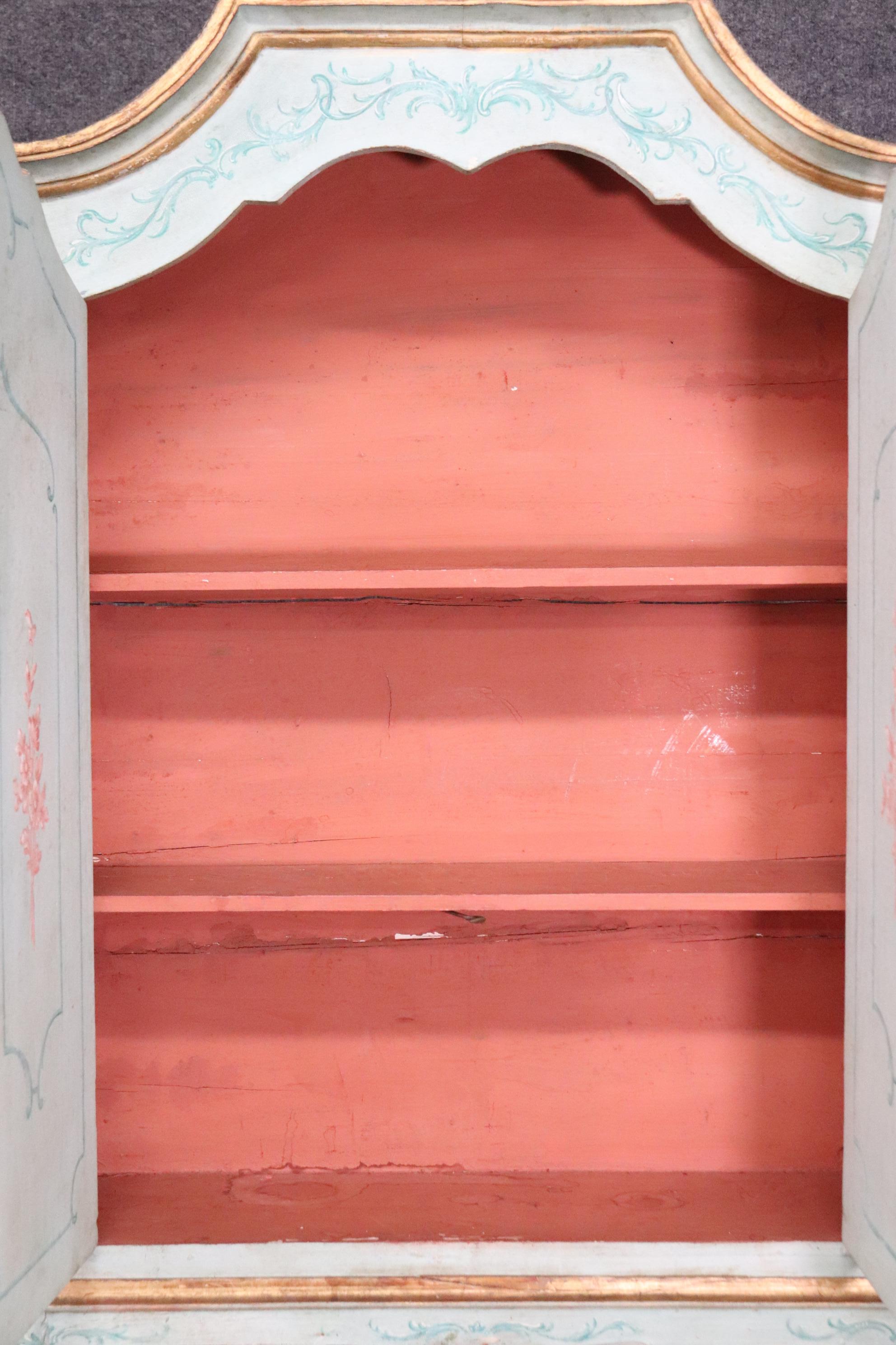 Best Venetian Paint Decorated Antique Rococo Secretary Desk Circa 1890s 1