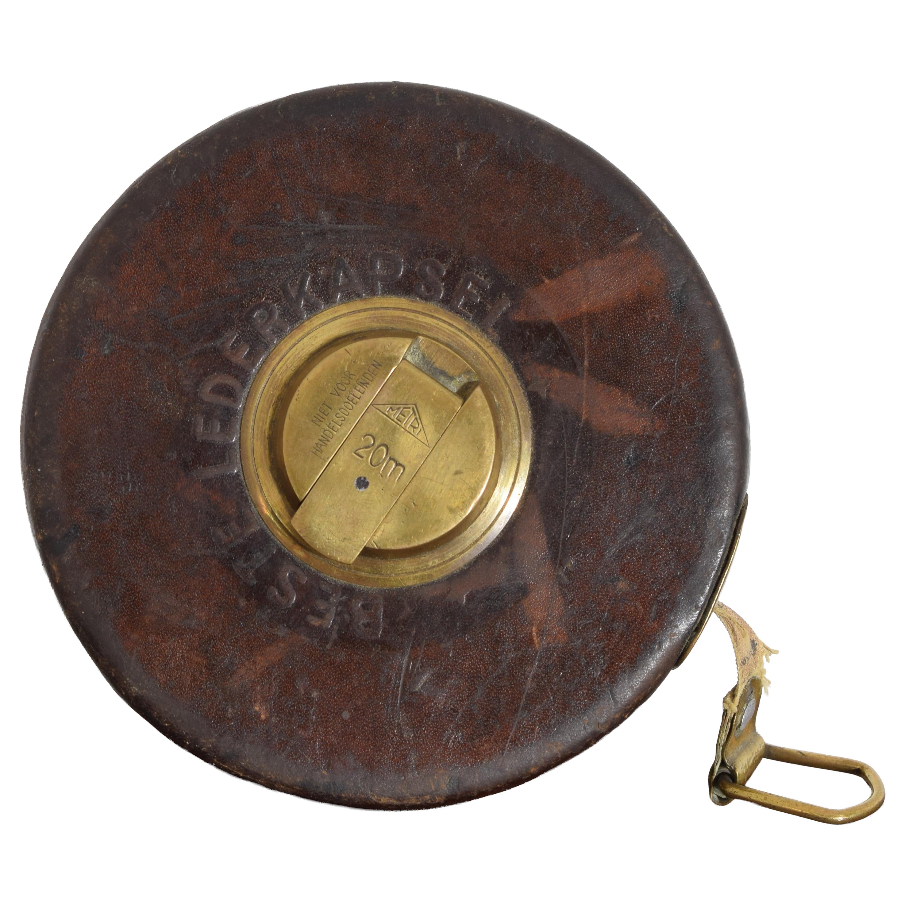 Beste Lederkapsel Vintage Roll Up Maßband, Leder & Messing, 1. Hälfte 20.