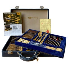 Retro Bestecke Solingen German 23/24 Karat Gold-Plated 70pcs / 12 Person Cutlery Set