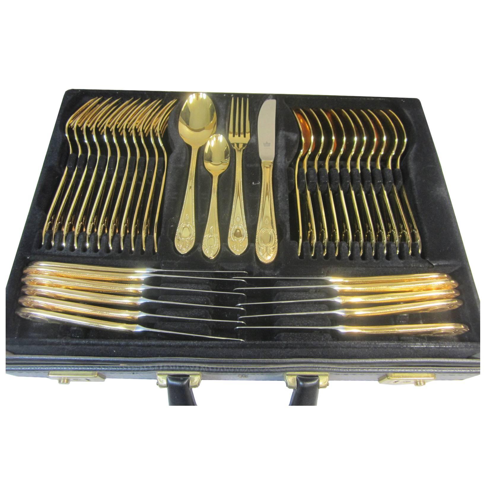 Bestecke Solingen German 23-24-Karat Gold-Plated 12 Person Cutlery Set