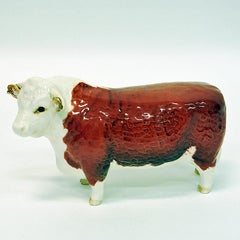 Beswick Brown and White Ceramic Hereford Bull, England, 1950s