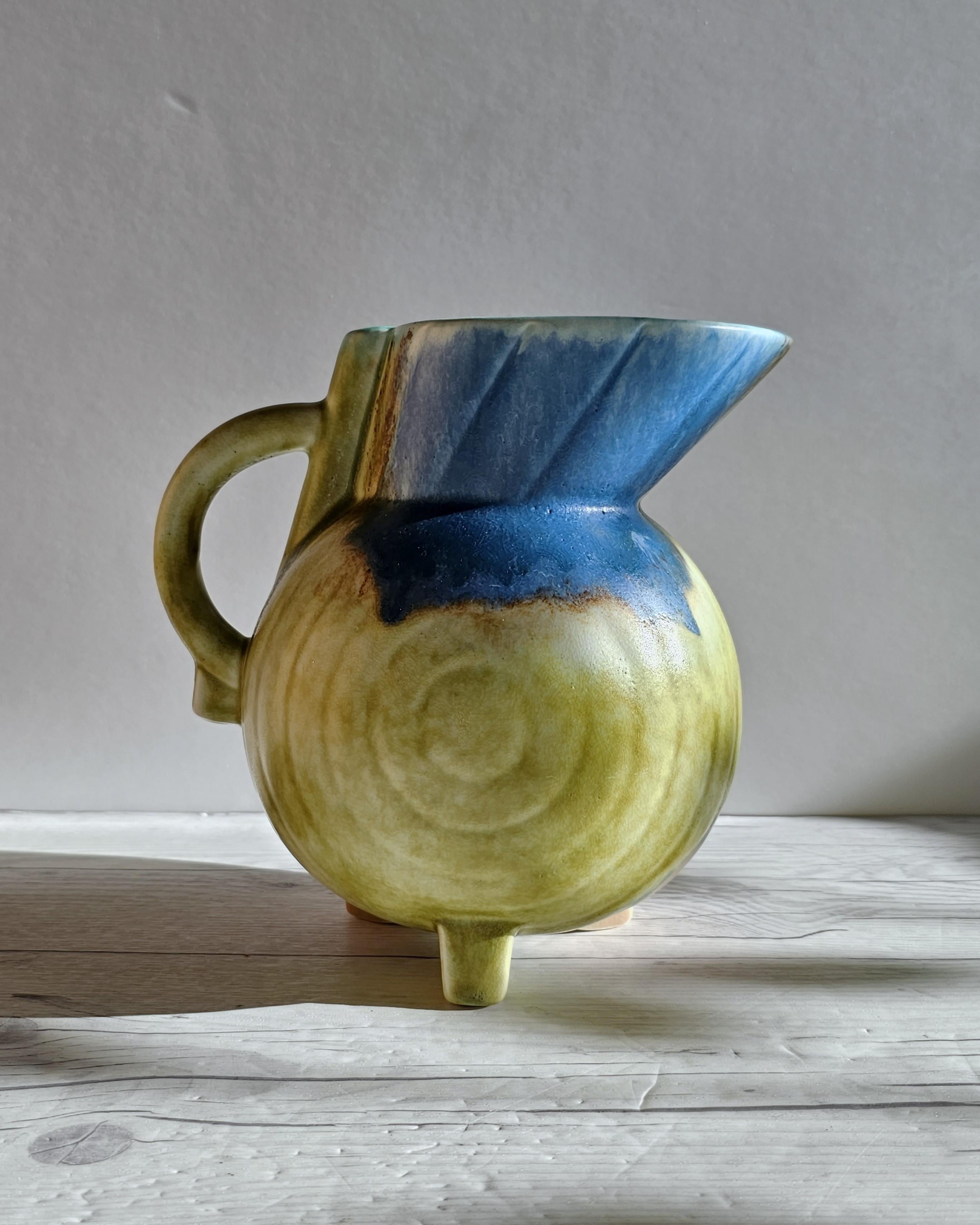 Britannique Poterie de Beswick, Clarice Cliff Era, vase pichet à pied Art Déco Streamline Moderne en vente