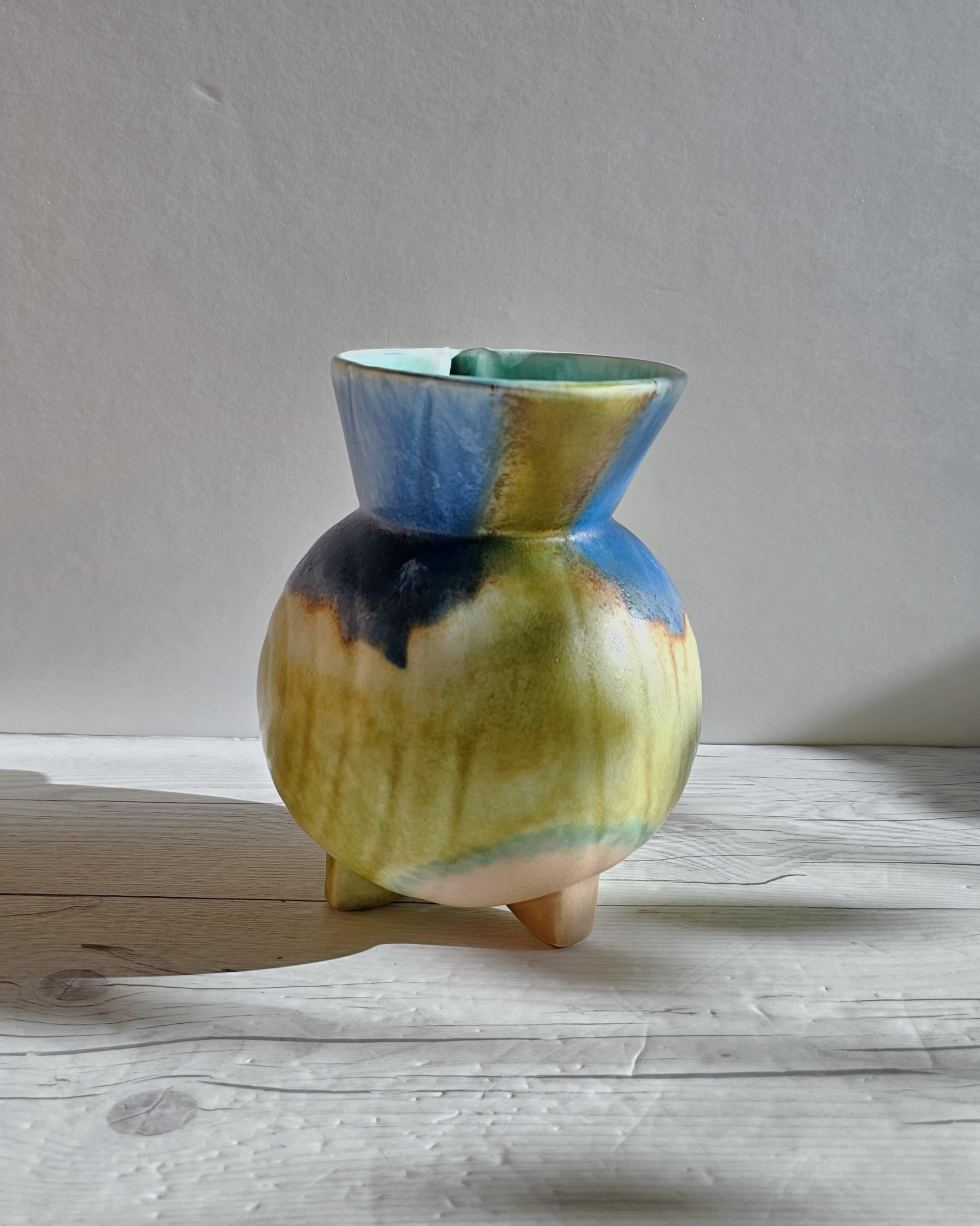 Céramique Poterie de Beswick, Clarice Cliff Era, vase pichet à pied Art Déco Streamline Moderne en vente