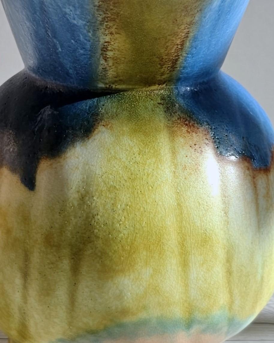 Ceramic Beswick Pottery, Clarice Cliff Era, Art Deco Streamline Moderne Footed Jug Vase For Sale