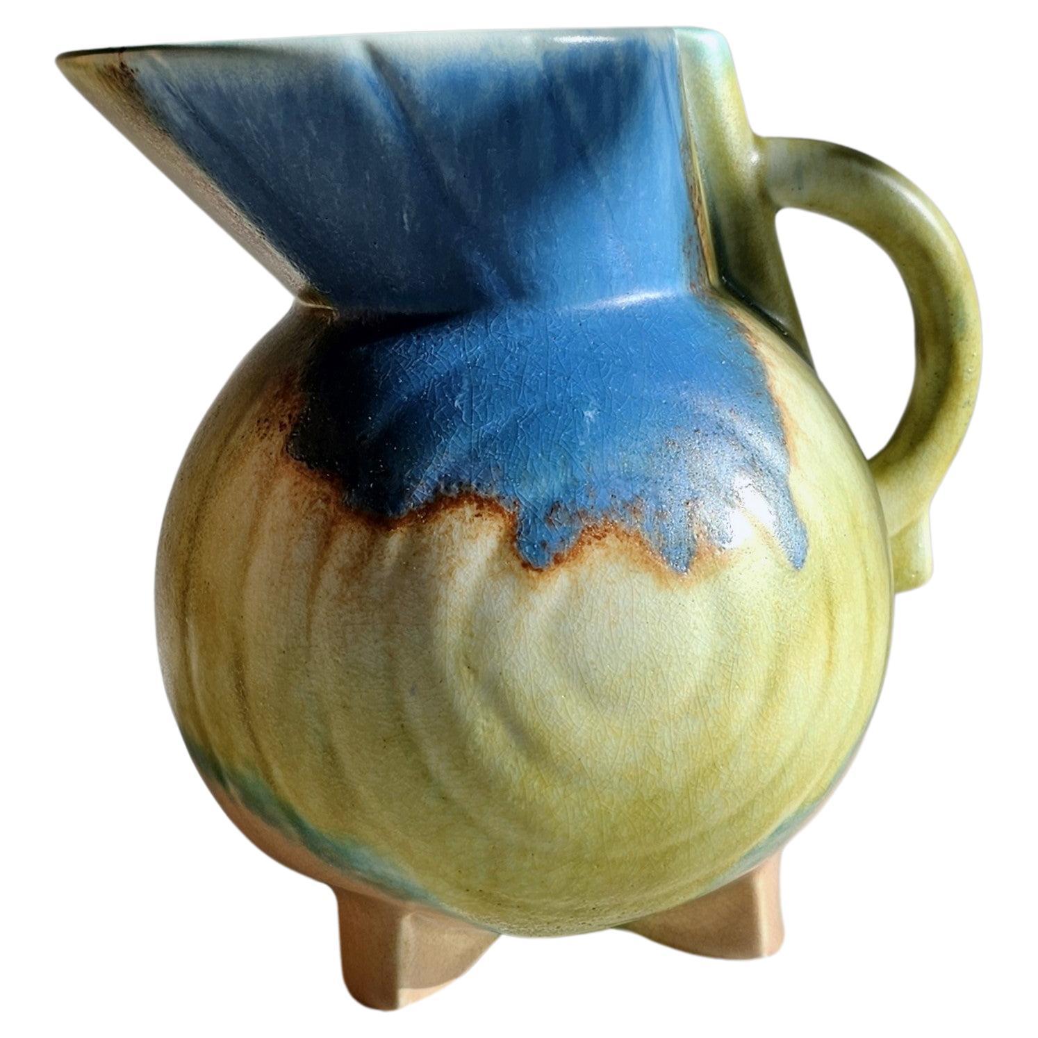 Poterie de Beswick, Clarice Cliff Era, vase pichet à pied Art Déco Streamline Moderne
