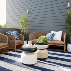 Beta Contemporary Indoor or Outdoor Round Stone Side Table