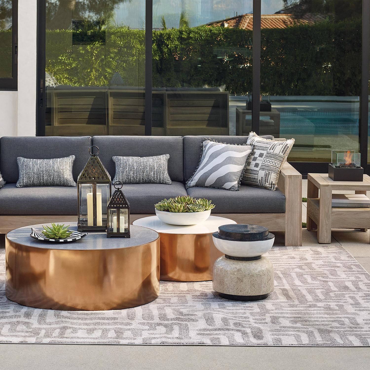 Modern Beta Contemporary Indoor or Outdoor Round Stone Side Table