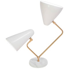 Beta Droid Table Lamp in White Ceramic with Marble Finish by Marre Moerel