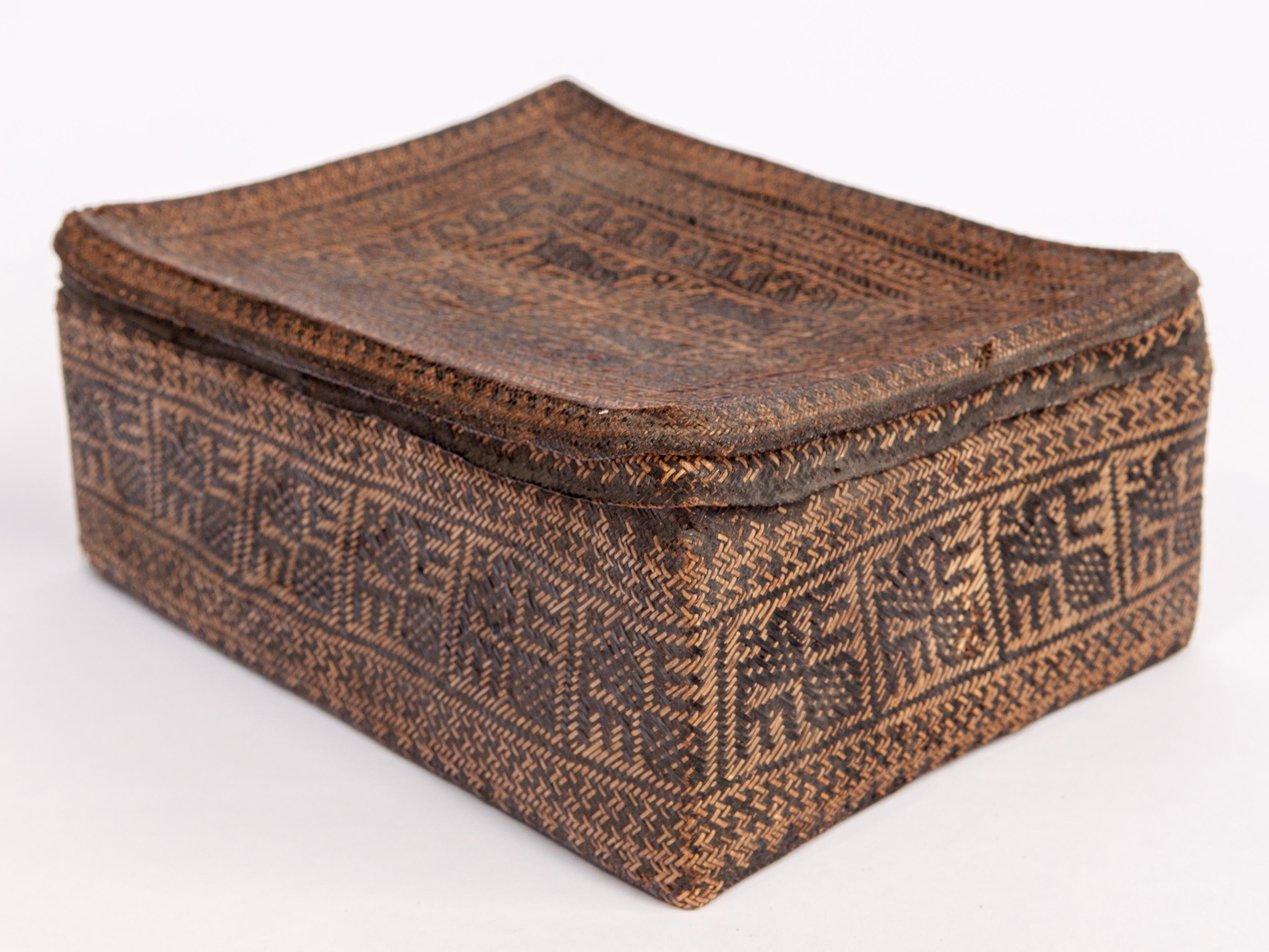 Indonesian Betel Basket with Woven Design, Lampung, Sumatra Late 19th to Early 20th Century