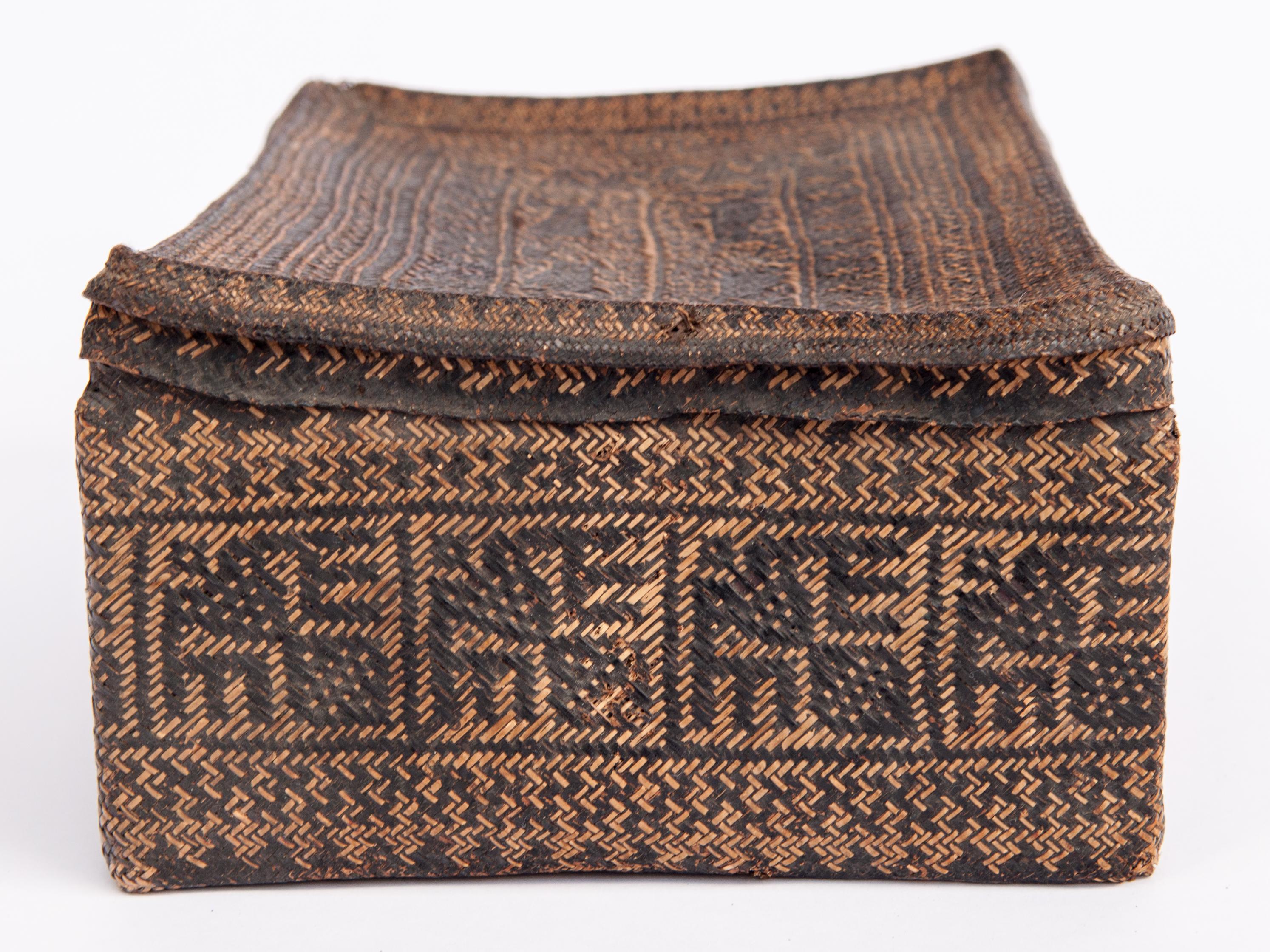 Hand-Crafted Betel Basket with Woven Design, Lampung, Sumatra Late 19th to Early 20th Century