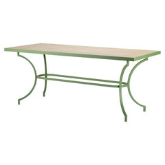 Betel - Italian Outdoor Dining Table in Travertine and Hand-Bent Metal