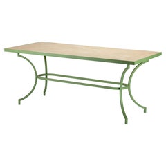 Betel - Italian Outdoor Dining Table in Travertine and Hand-Bent Metal