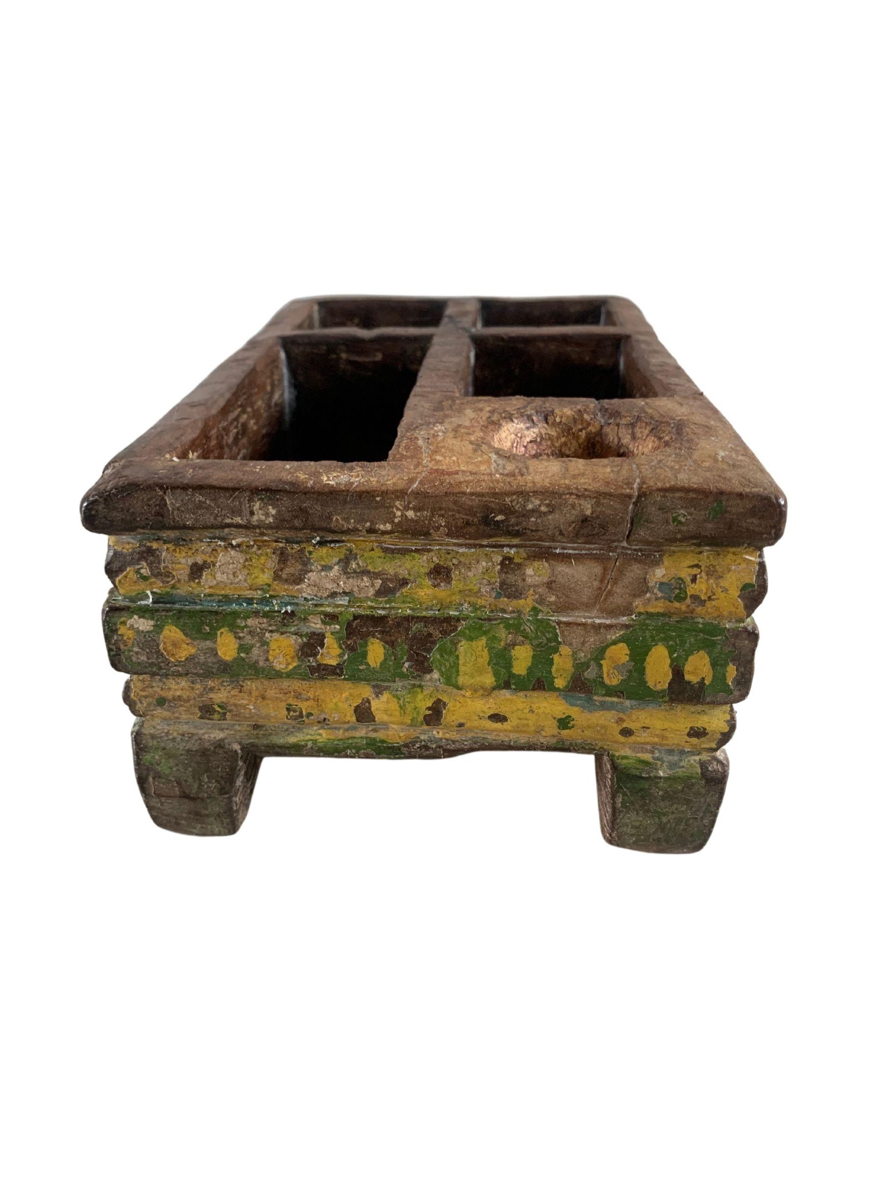 Indonesian Betel Nut Box from Java with Polychromed Finish, Indonesia, c. 1900 For Sale