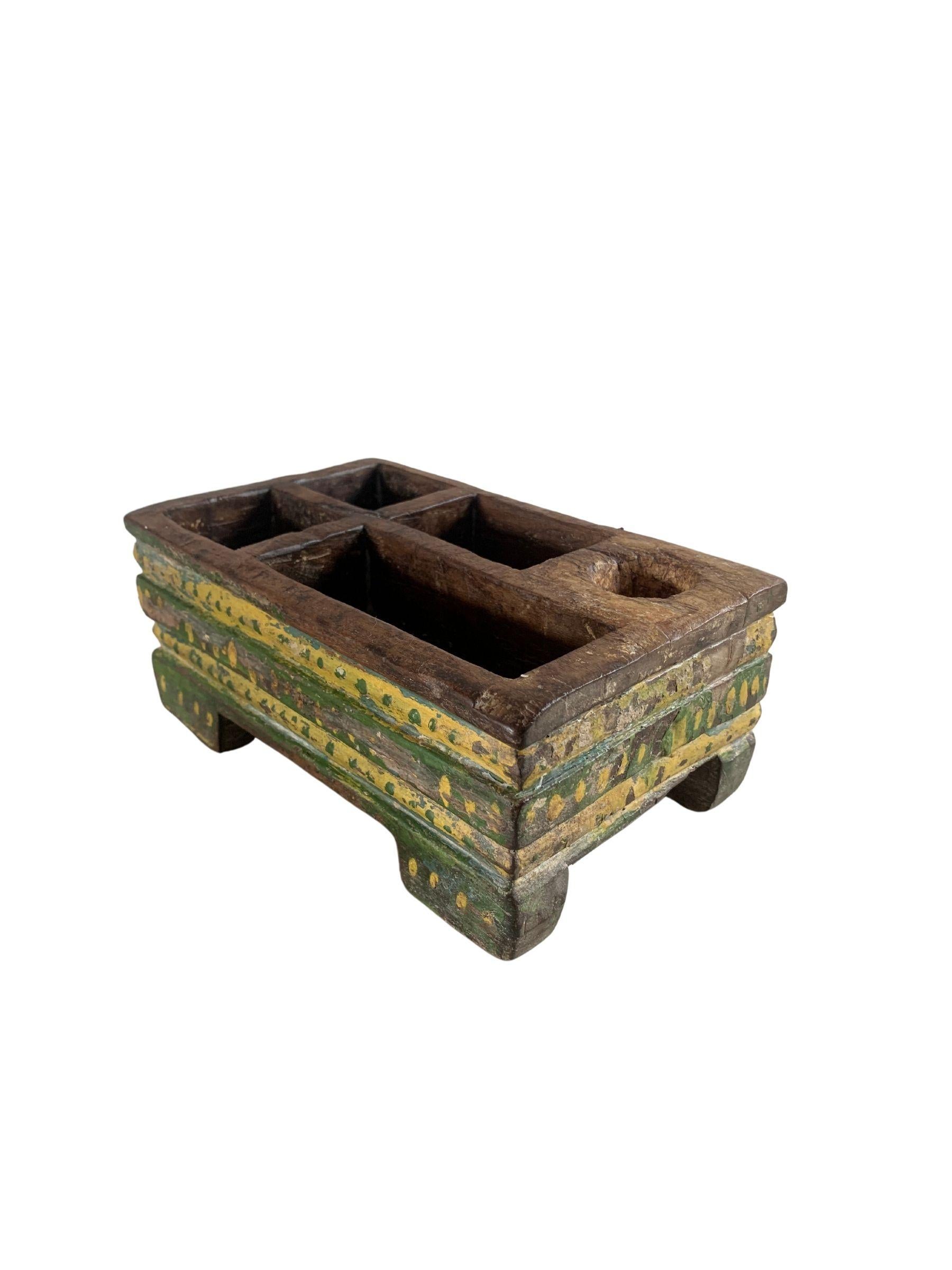 Hand-Carved Betel Nut Box from Java with Polychromed Finish, Indonesia, c. 1900 For Sale
