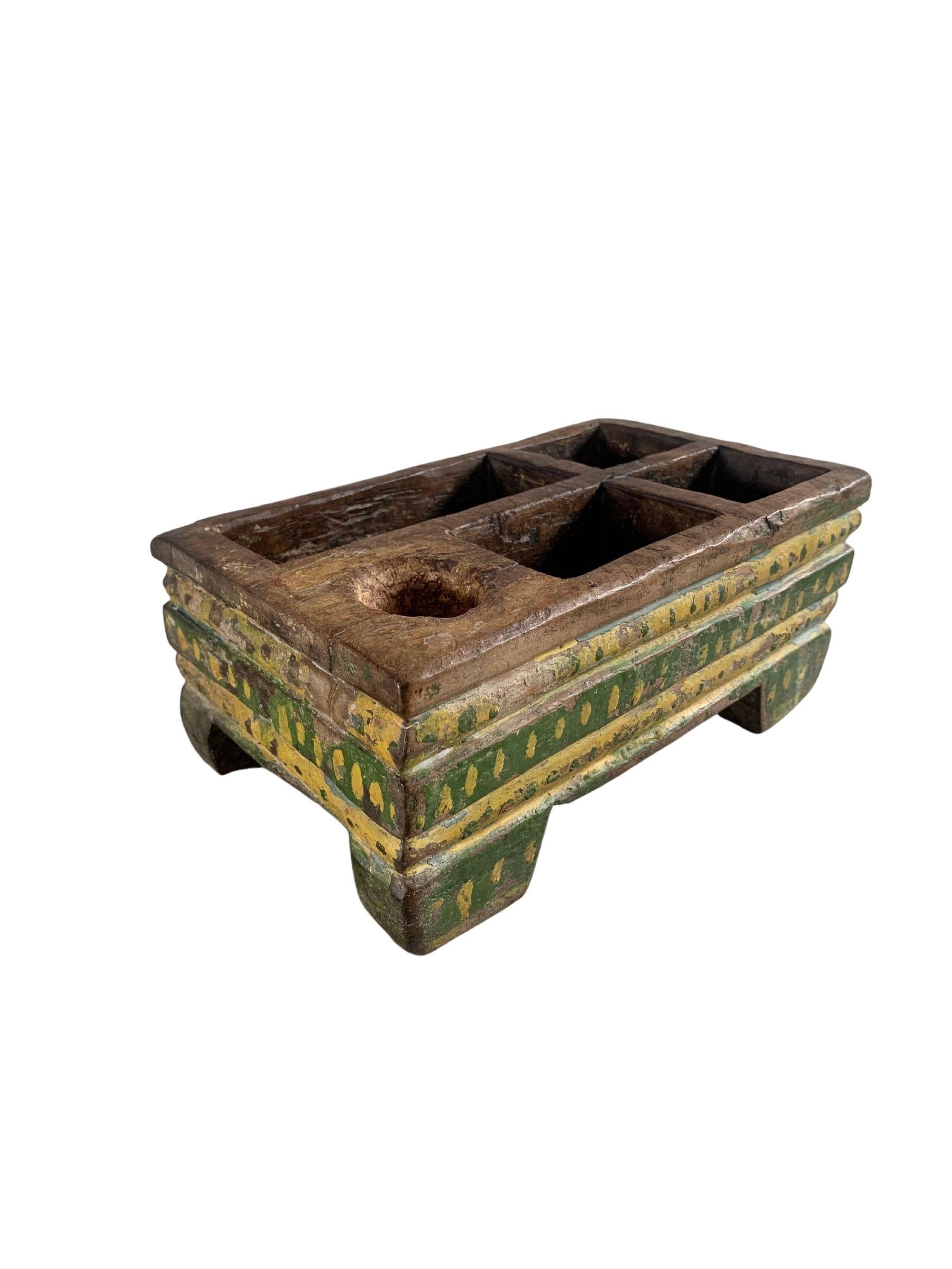 Hardwood Betel Nut Box from Java with Polychromed Finish, Indonesia, c. 1900 For Sale