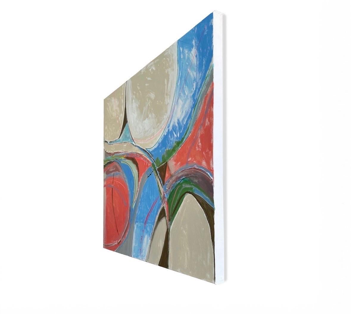 Salmon Run, 2024, acrylique sur toile, 36 po. 36 po., 3600 $, paysage coloré - Painting de Beth Barry