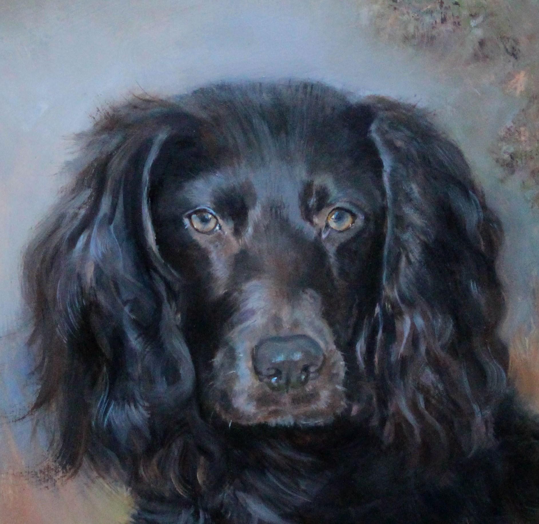 Boykin Spaniel dog painting a sporting dog and home companion,  framed - Painting by Beth Carlson