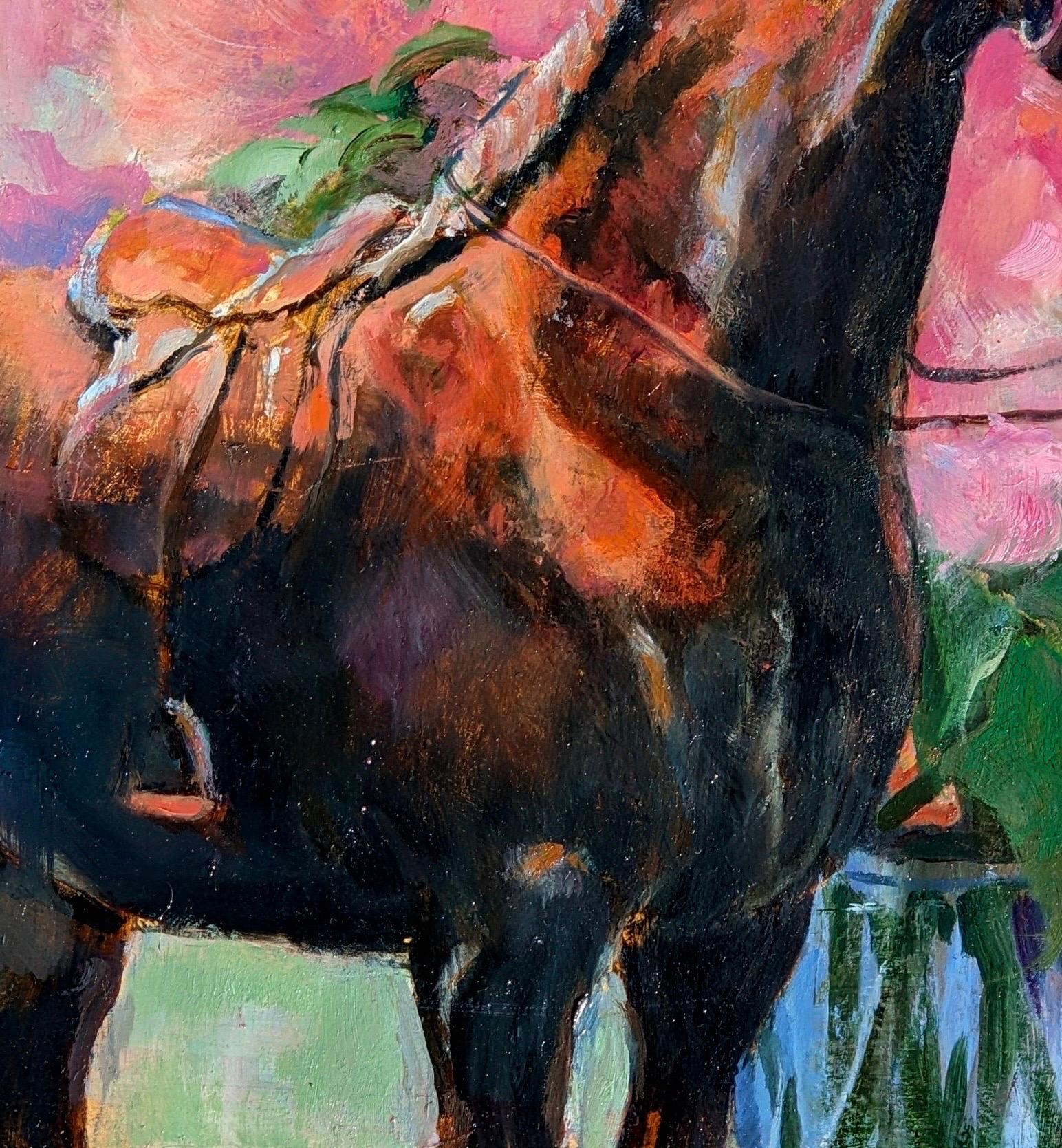 Pfingstrosen und Bronze (Realismus), Painting, von Beth Carlson