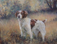 Sporting Dog Painting of a Brittany Spaniel in a Beautiful Landscape