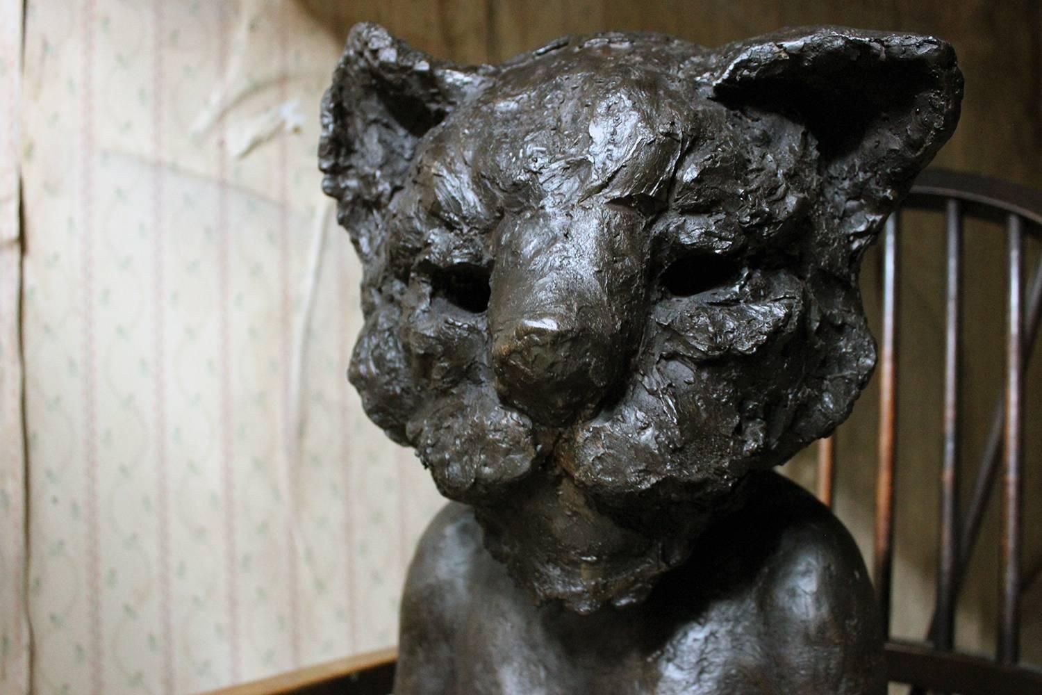 Beth Carter Cat and Pigeon; Bronze Resin; AP 1 of 2 In Excellent Condition In Bedford, Bedfordshire