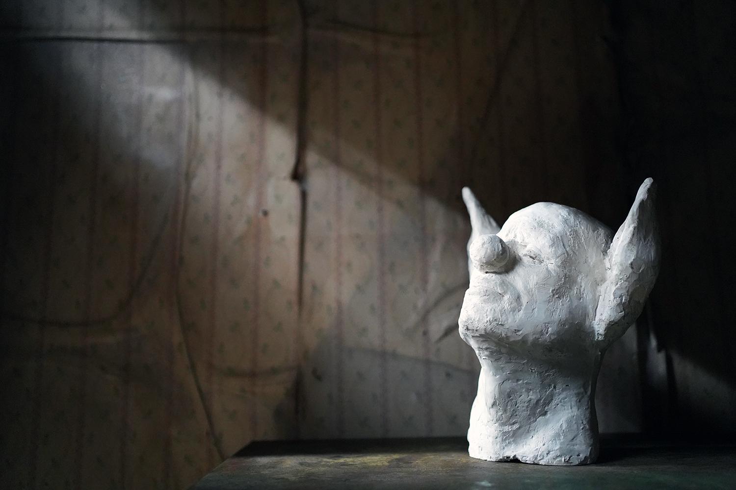 Beth Carter, Clown Head with Donkey Ears, Jesmonite, 2014, Unique 2