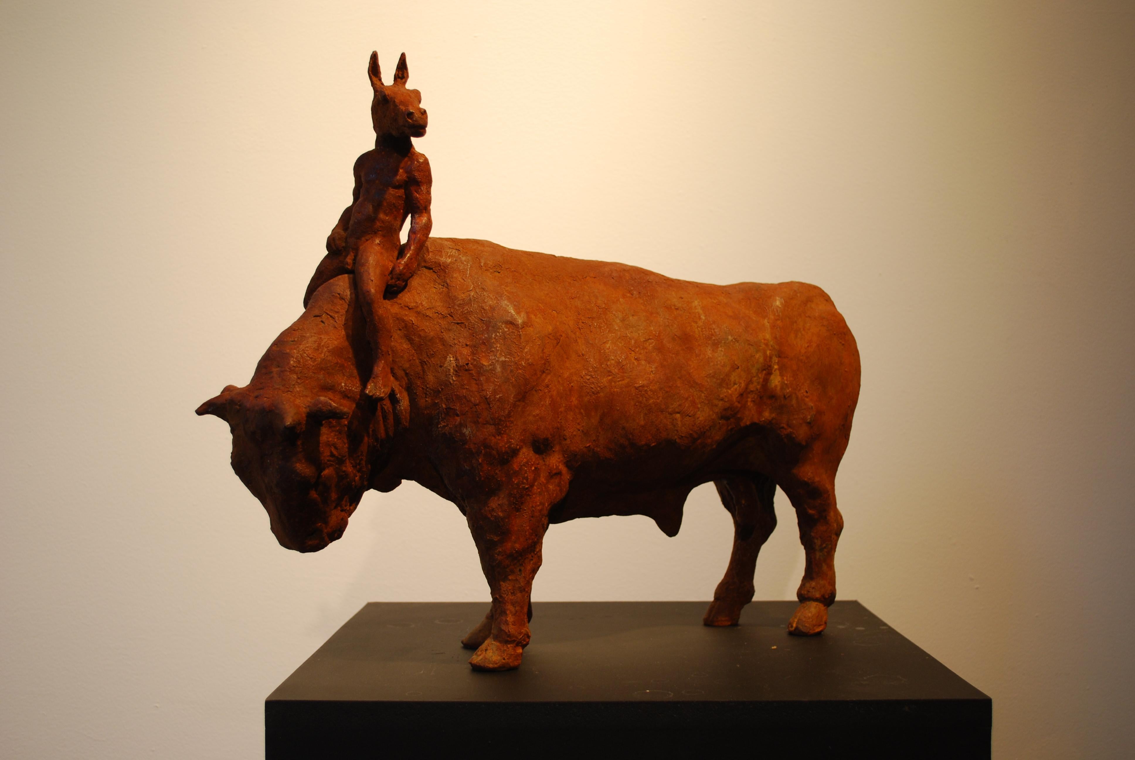 Beth Carter Figurative Sculpture - Bull and Rider