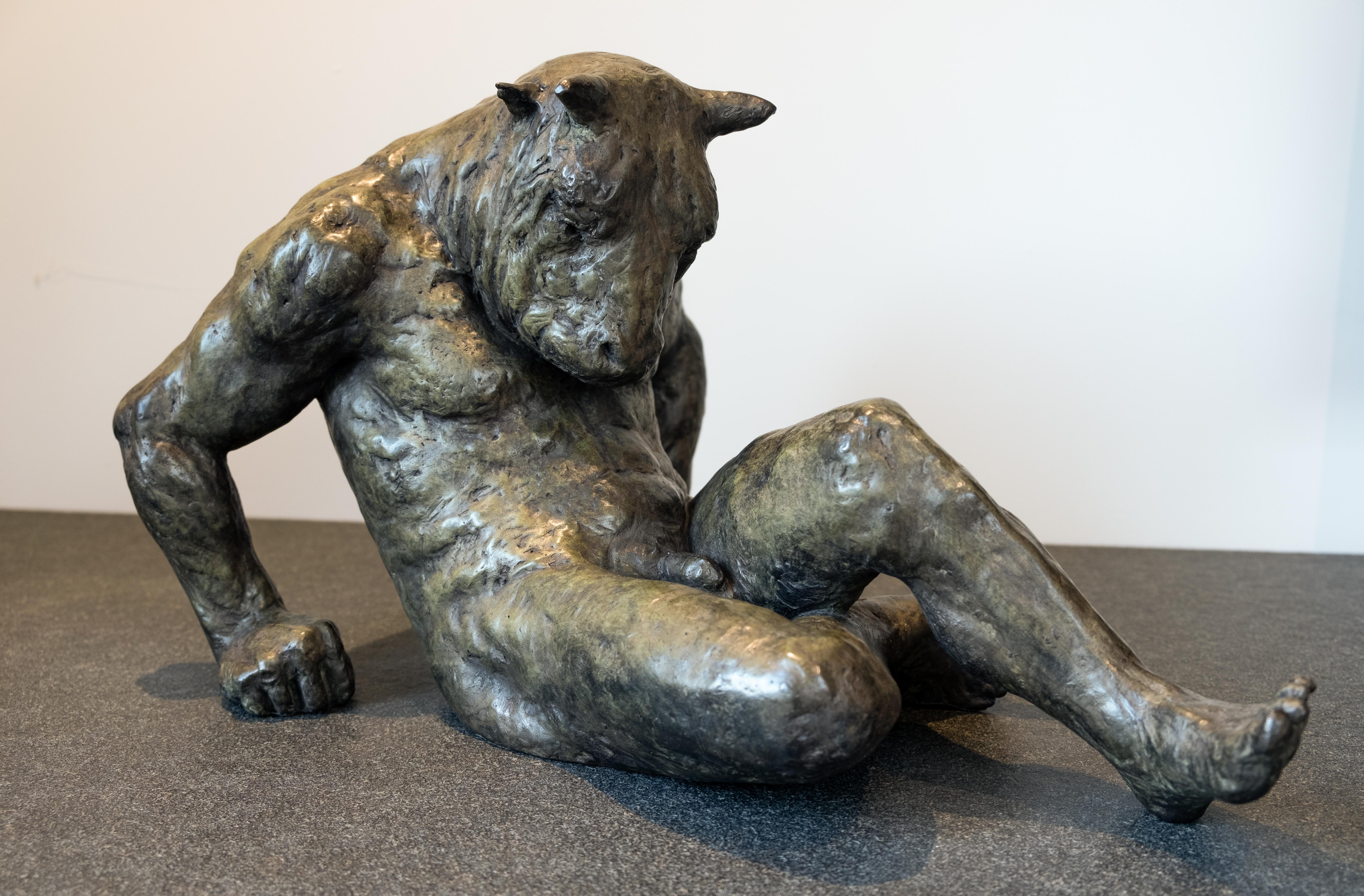 Beth Carter Figurative Sculpture - Fallen Minotaur