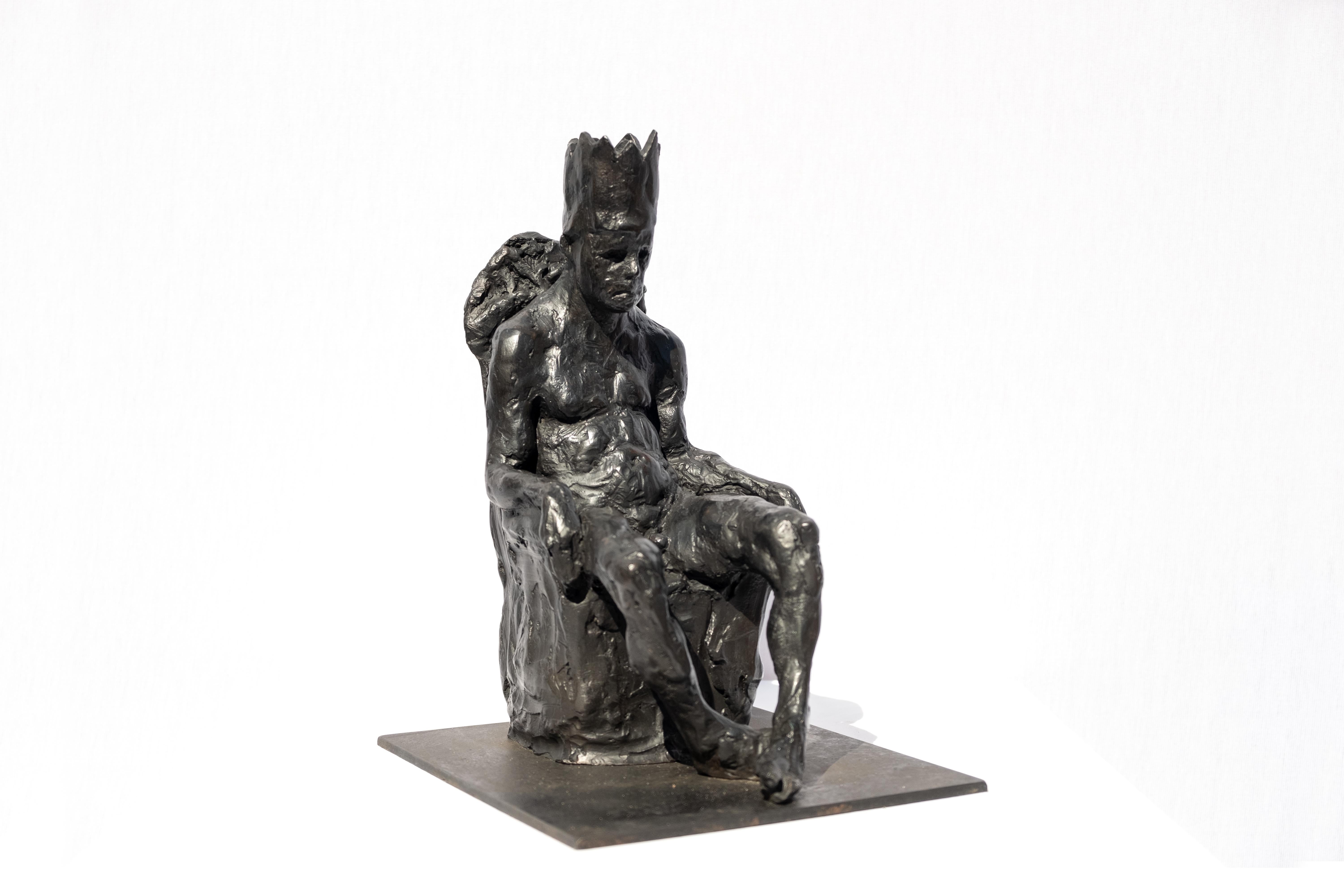 Beth Carter Figurative Sculpture - King Minos in Chair 