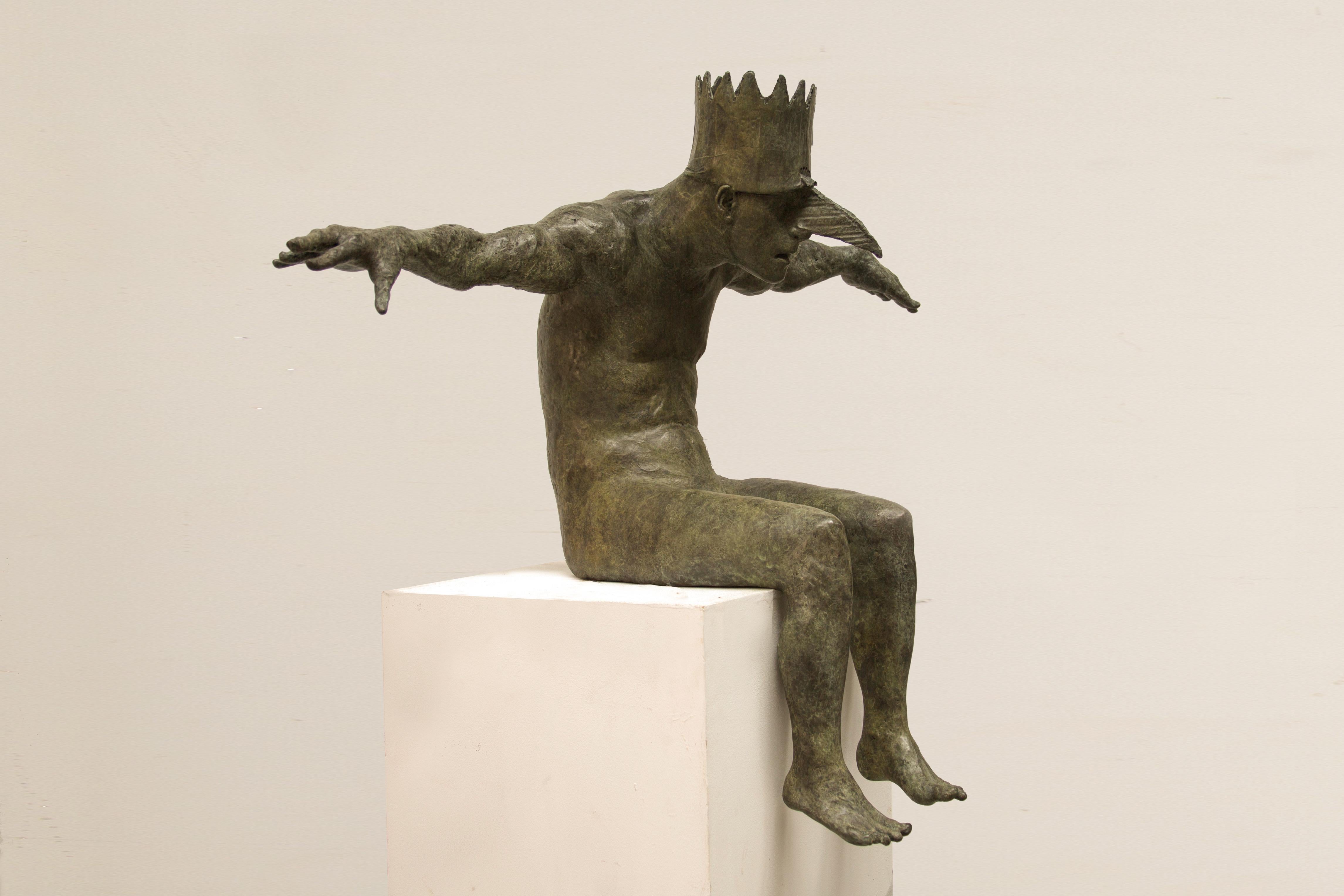 Beth Carter Figurative Sculpture - King of the Birds, bronze sculpture