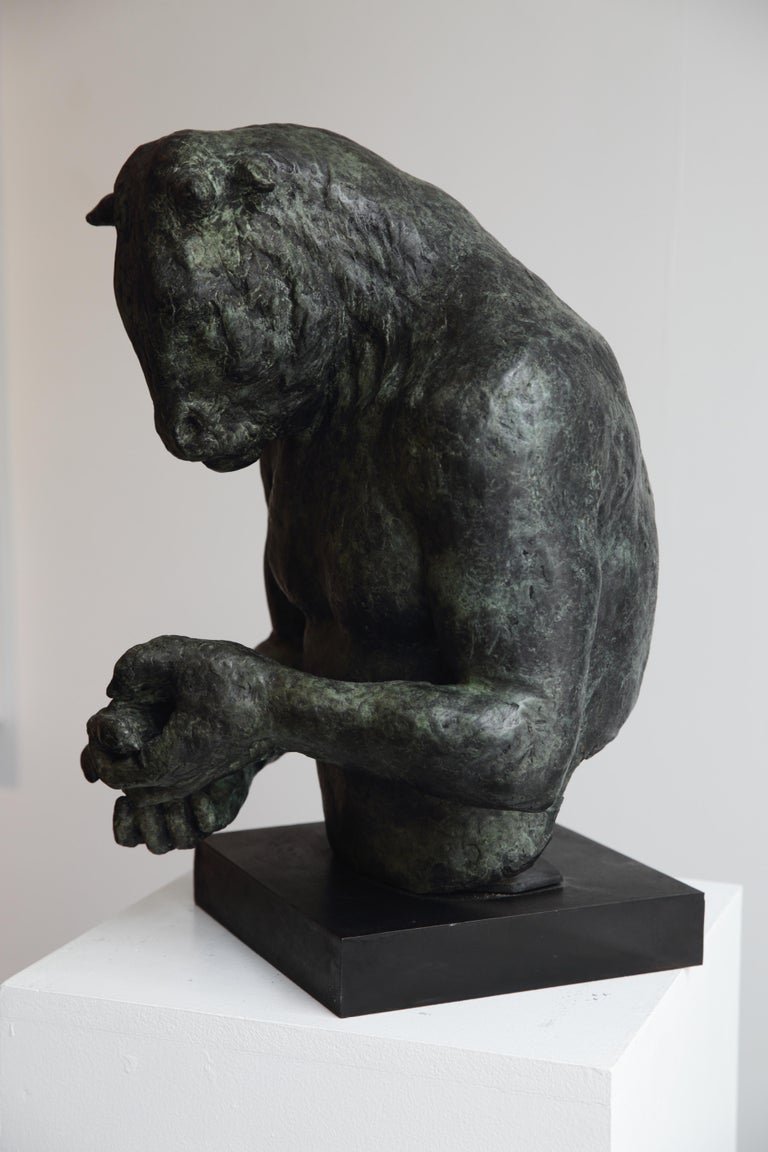 Large Minotaur Bust (with bird) - Contemporary Sculpture by Beth Carter
