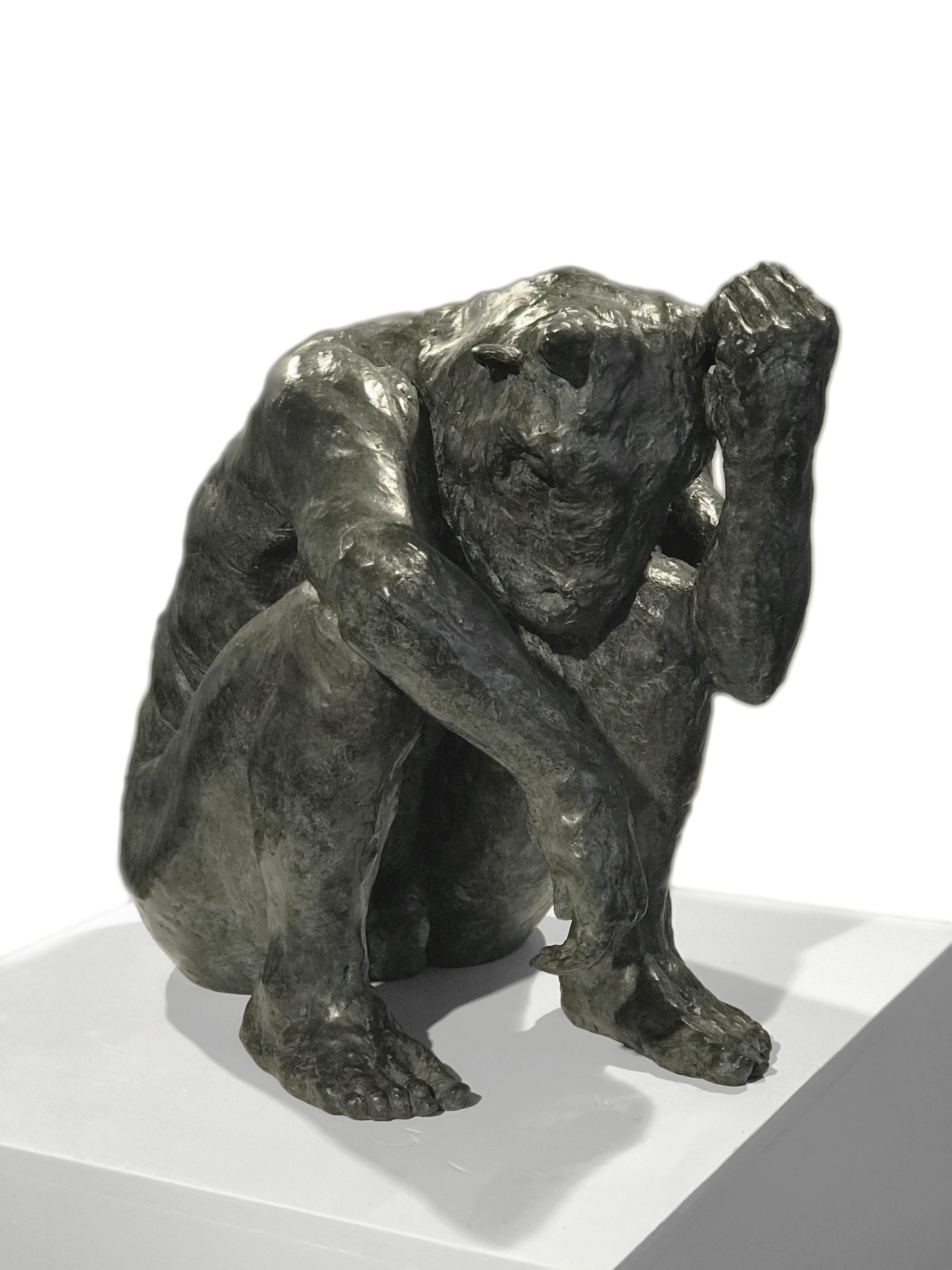 Beth Carter Figurative Sculpture - Minotaur (Holding Horn) 