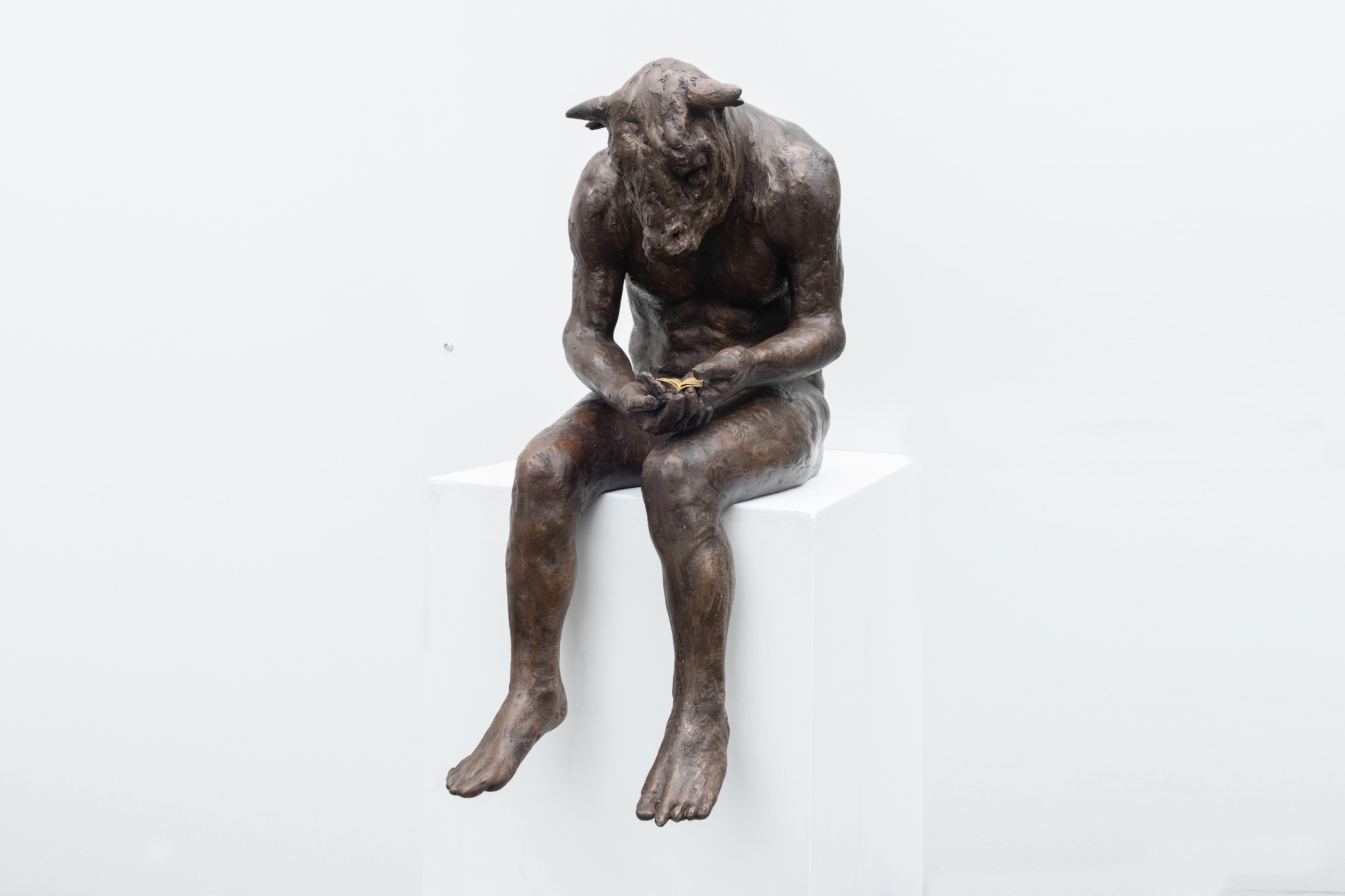 Minotaur Reading - Sculpture by Beth Carter