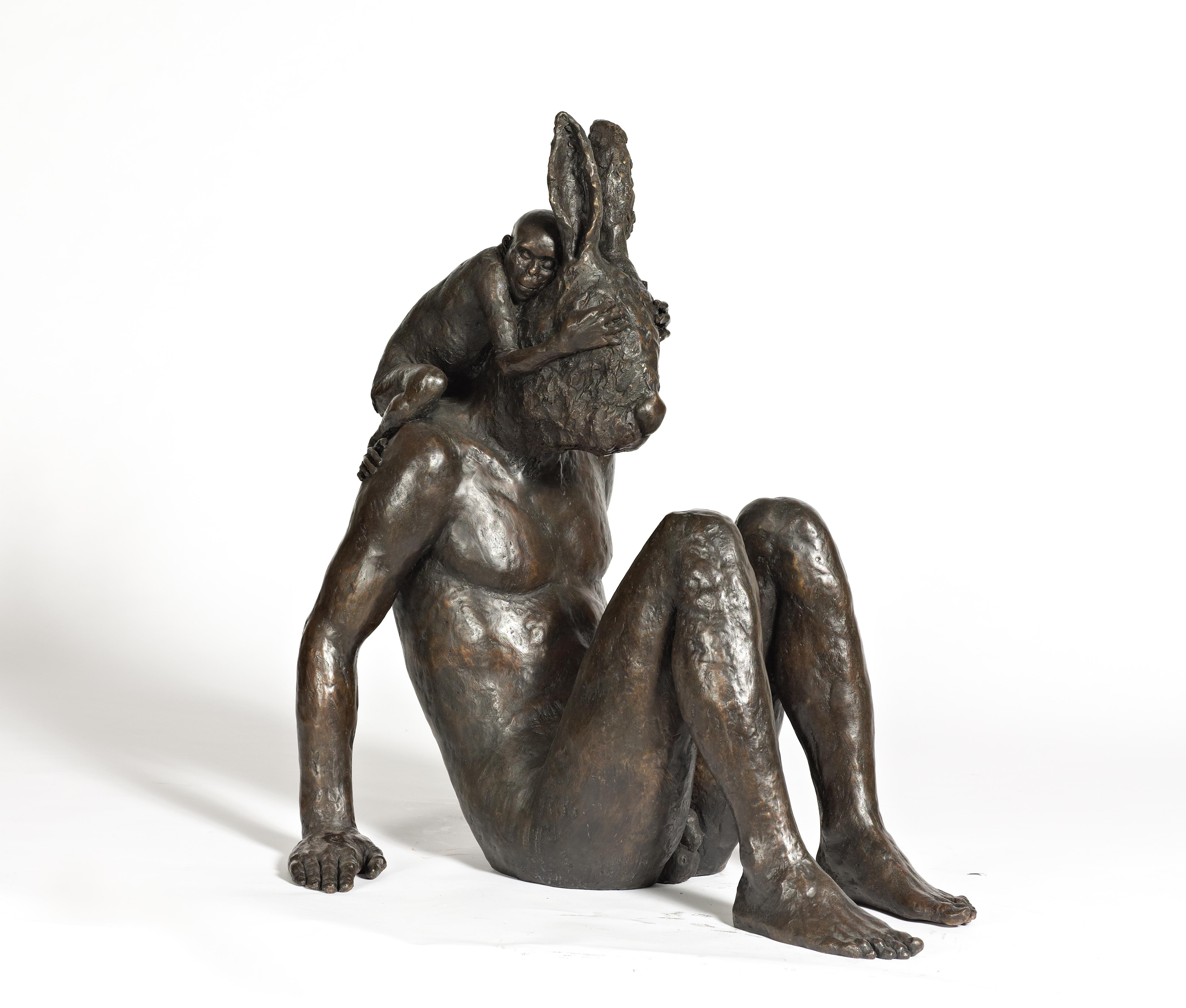 Beth Carter Figurative Sculpture - Monkey and Hare 