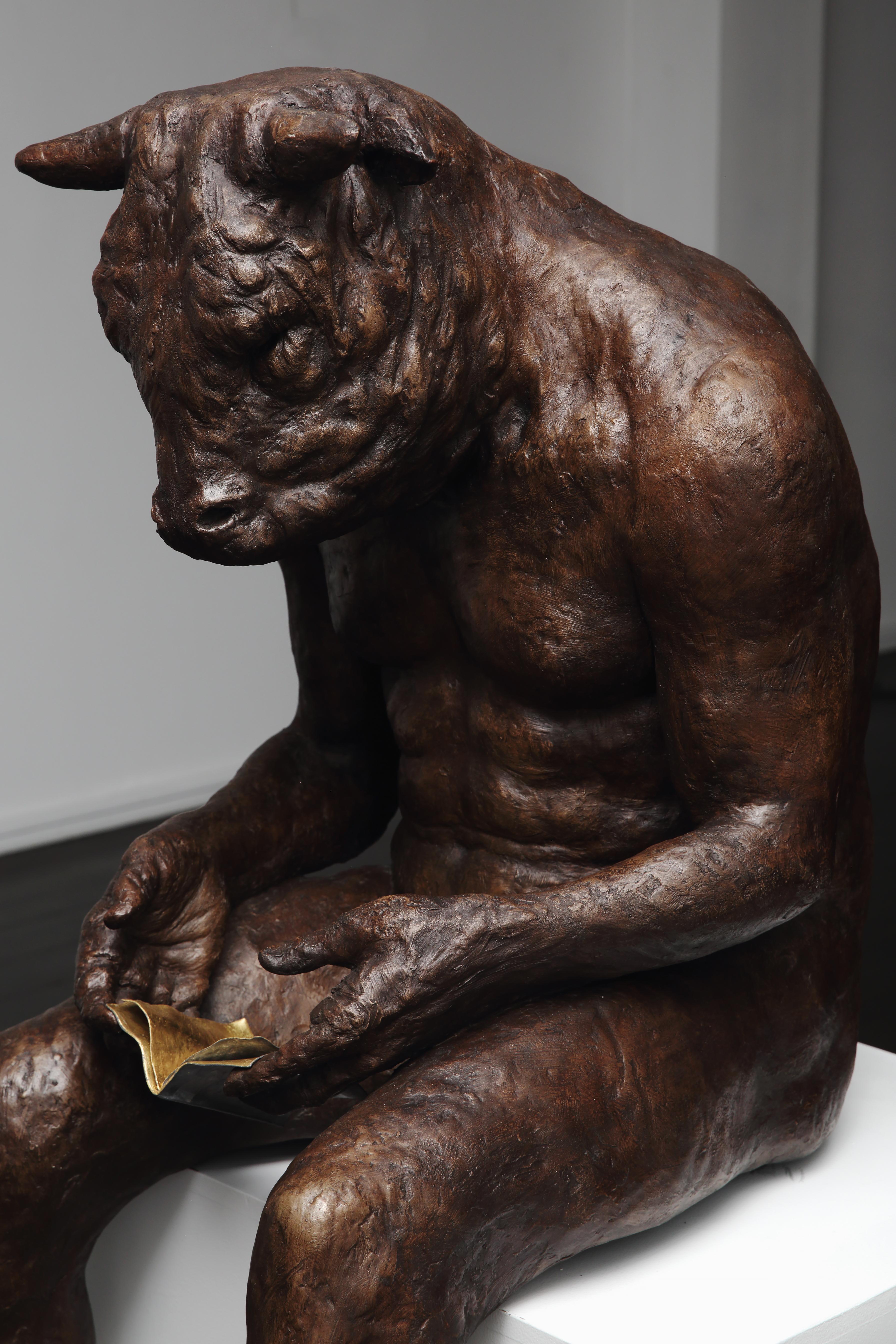 Reading Minotaur (Giant) - Sculpture by Beth Carter