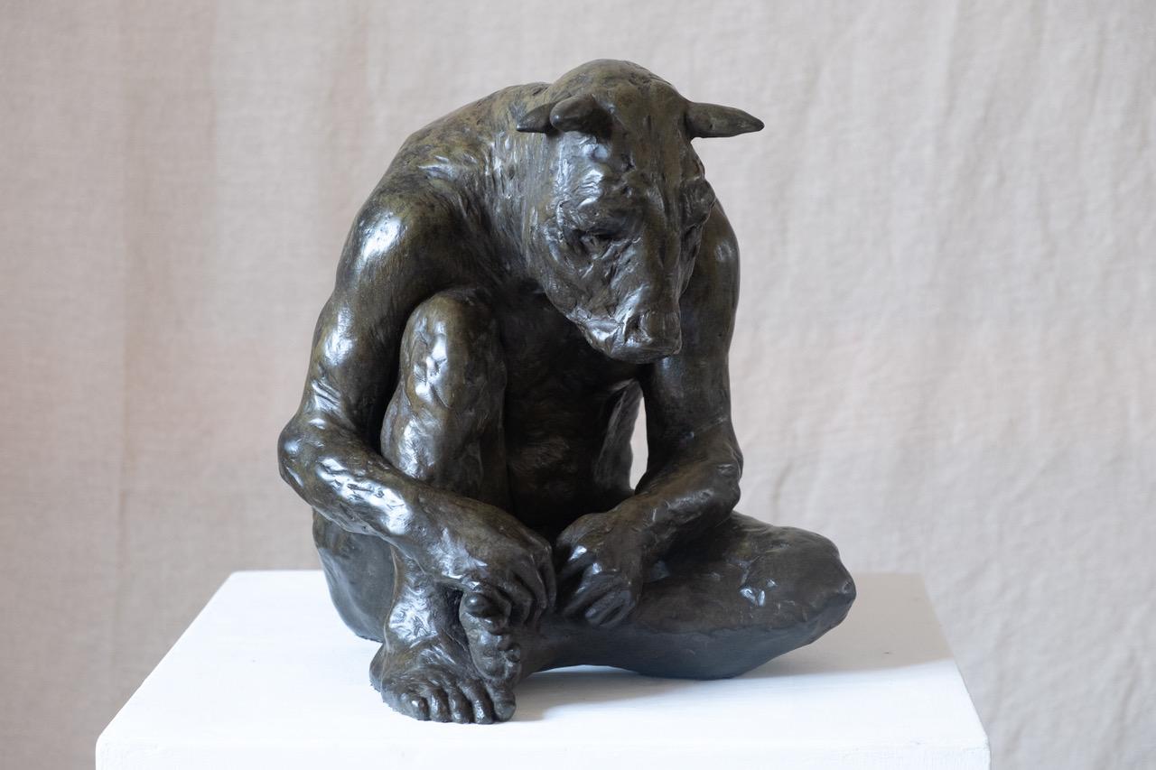 Beth Carter Figurative Sculpture - Sitting Minotaur II