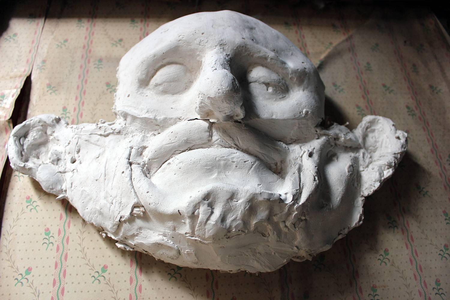 Hand-Carved Beth Carter, ‘Wide Face Sad Face Mask’, Jesmonite and Plaster, Unique For Sale