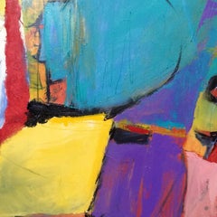 Cercles et carrés, supports mixtes sur toile