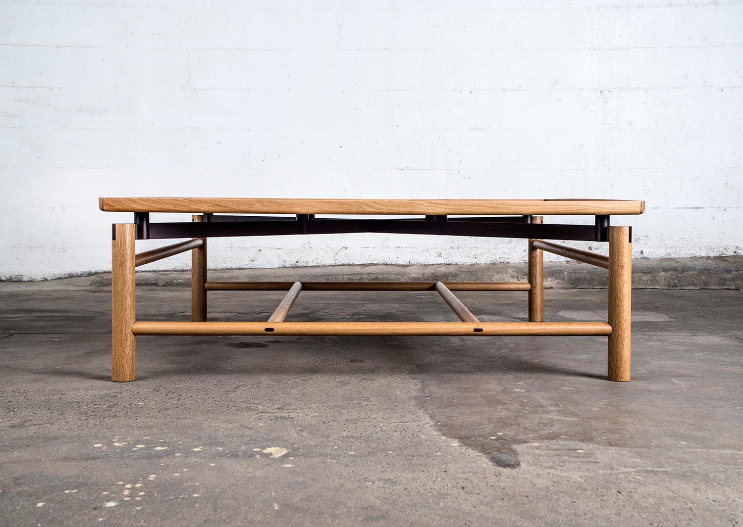 Beth Coffee Table, Rift White Oak, Wenge, Custom, Semigood Design, Modern For Sale 2