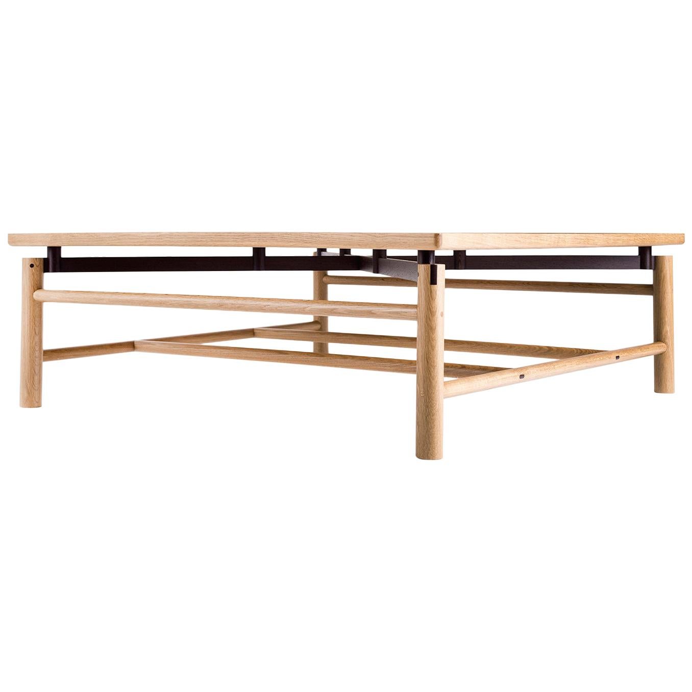 Table basse Beth, chêne blanc cassé Rift, wengé, sur mesure, design semi-good, moderne
