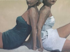 Beth Dacey, "Back to Back in Amber Sky", 30x40 Beach Women Oil Painting