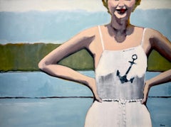 Beth Dacey, "Flossie", Nostalgic Vintage Woman Nautical Oil Painting on Canvas