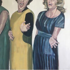 Beth Dacey, "Three Singers", 36x36 Vintage Women Portrait Oil Painting on Canvas