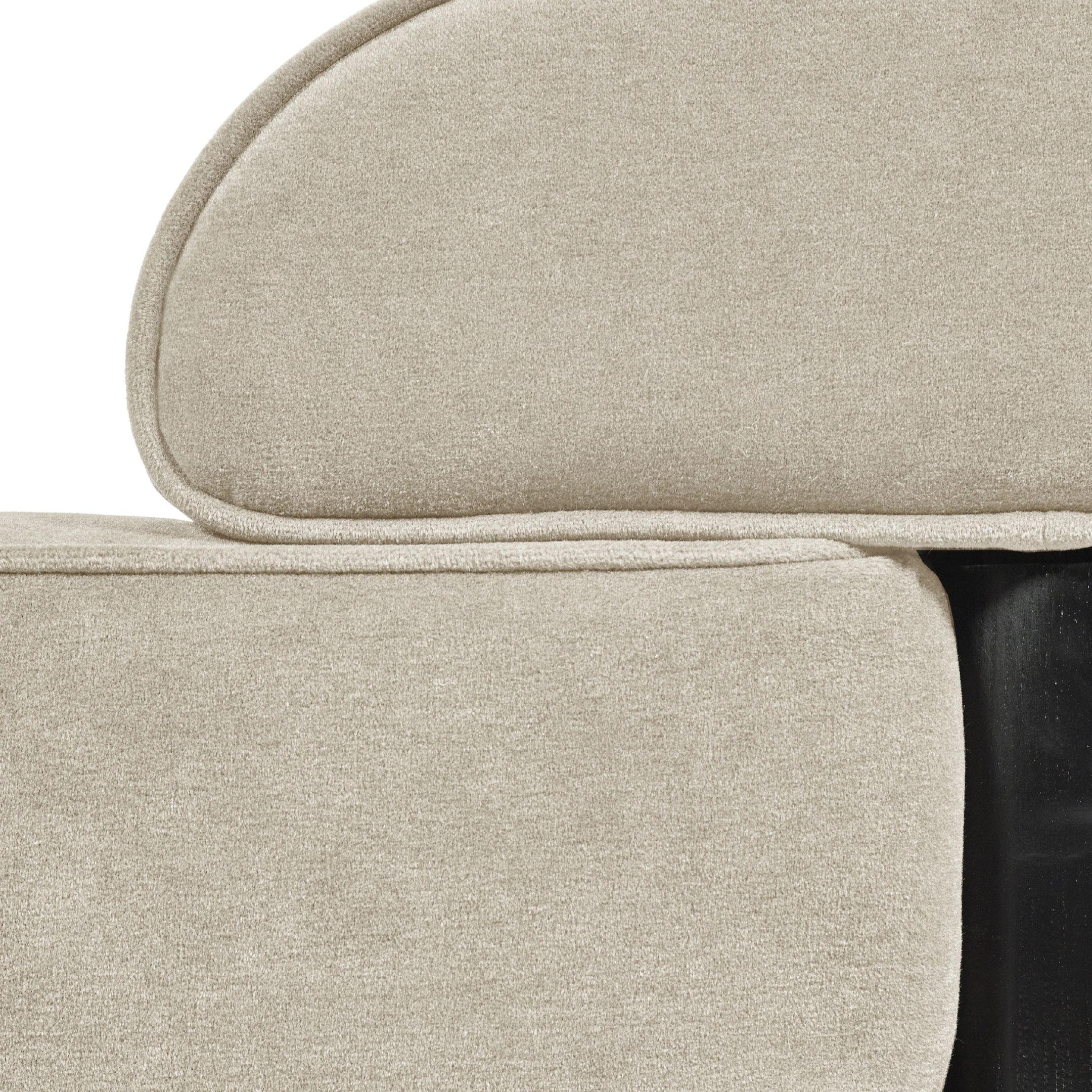 Moderne Lit de jour Beth en velours beige avec cadre en Oak teinté noir par Ann Demeulemeester en vente