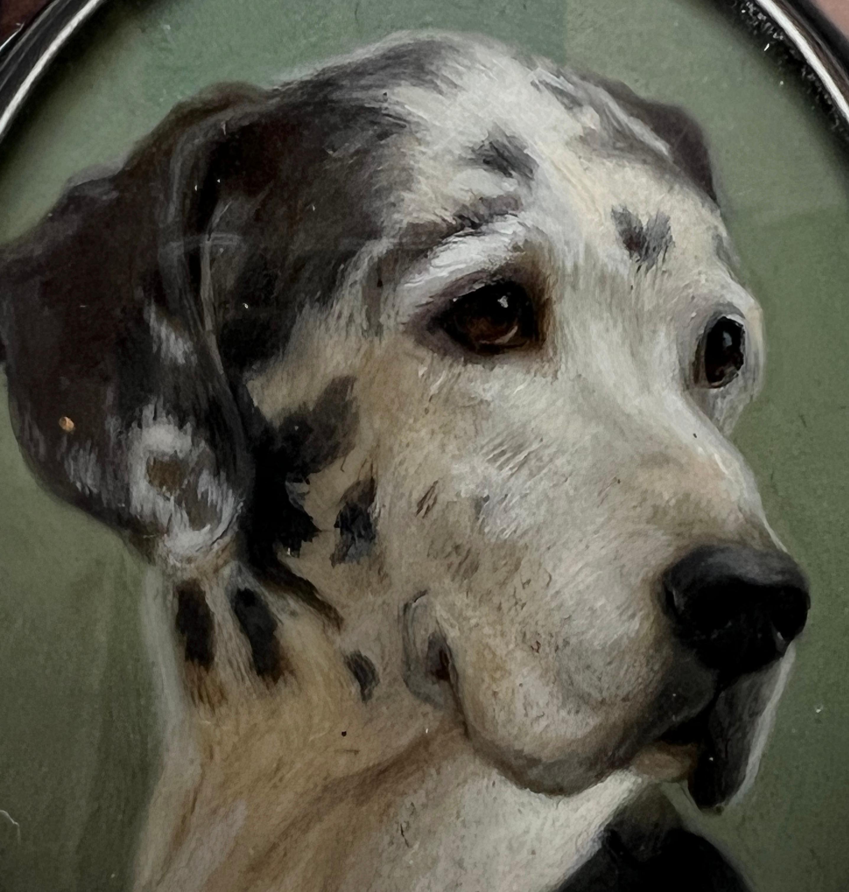 Beth De Loiselle Miniature Oil Great Dane Dog/Paul Eaton Bespoke Pendant In New Condition For Sale In Charleston, SC
