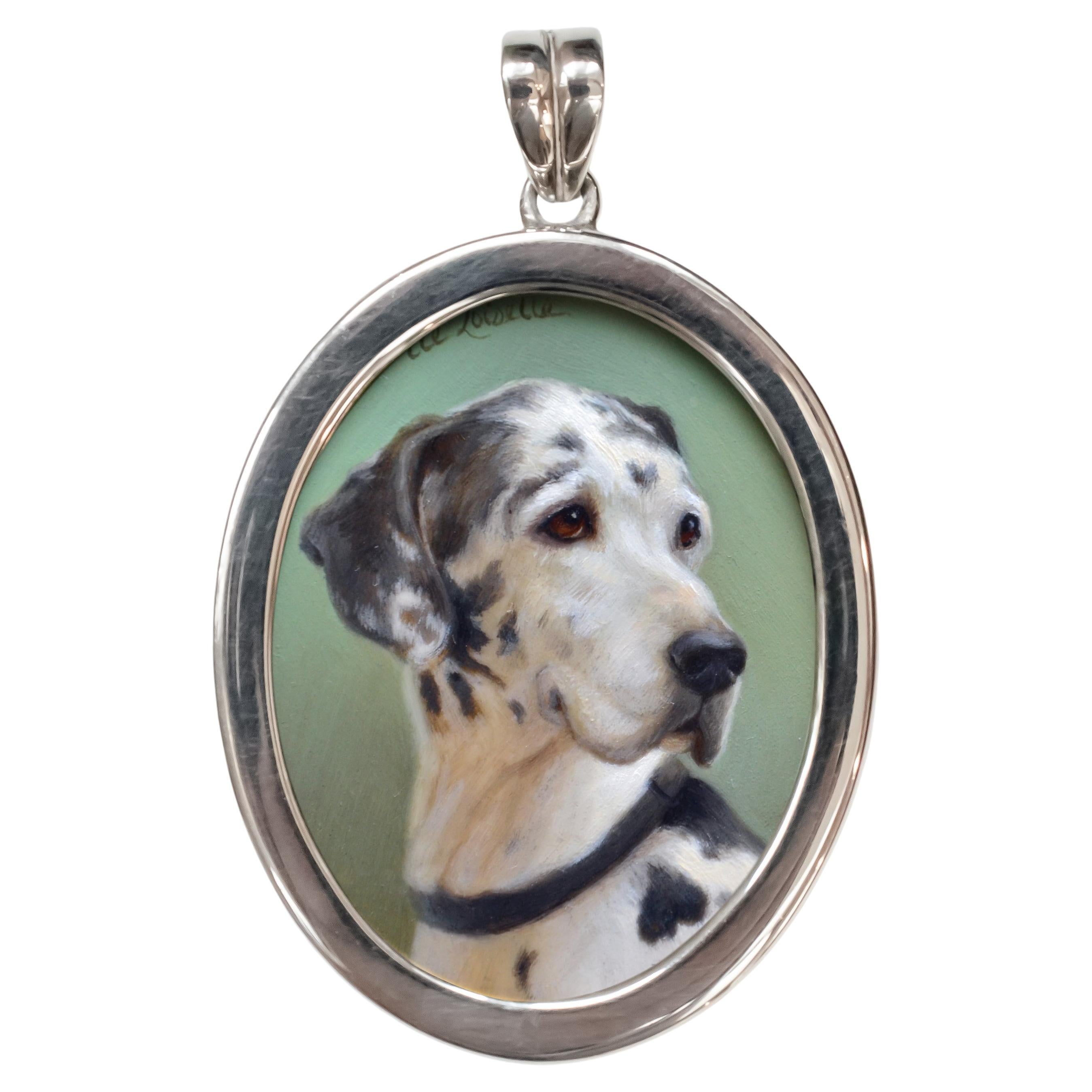 Beth De Loiselle Miniature Oil Great Dane Dog/Paul Eaton Bespoke Pendant For Sale